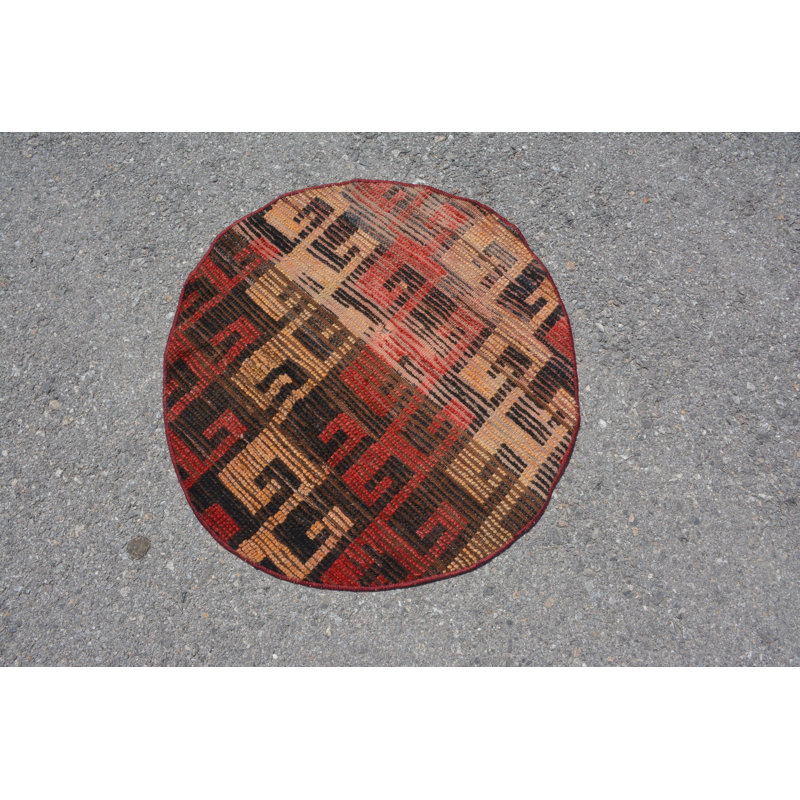 Beige Flatweave Rug, Turkish Rug, Modern Rug, Vintage Rugs, 2.3x2.3 ft Small Rug, Geometric Rugs