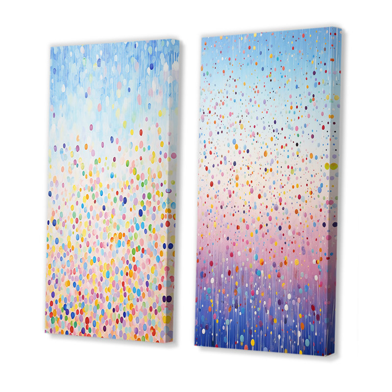 Minimalisme arc-en-ciel - ensemble de 2 reproductions d'art sur toile abstraites, Toile tendue, H 28 po x l 25 po