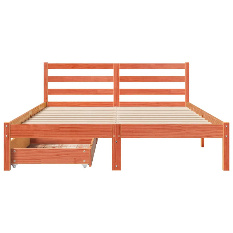 Solid Wood Storage Bed, Kingsize (5'), Wax Brown