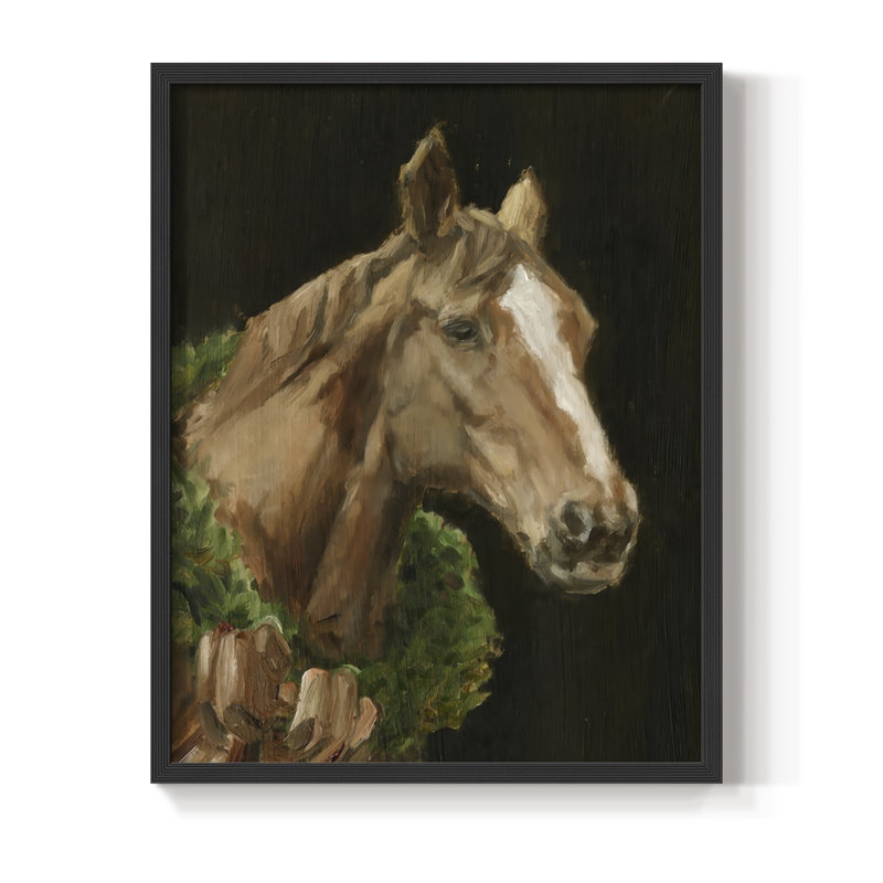Holiday Horse I Framed Print - Solid Wood, Black, H 11 po x l 9 po