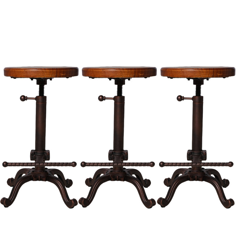 Tabouret de bar pivotant vintage 22,04 à 25,98 pouces avec tabourets de comptoir industriels réglables pour îlot de cuisine avec repose-pieds