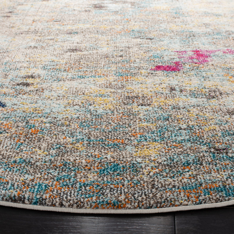Tapis beige / gris Riccio, Rond 6 pi 7 po