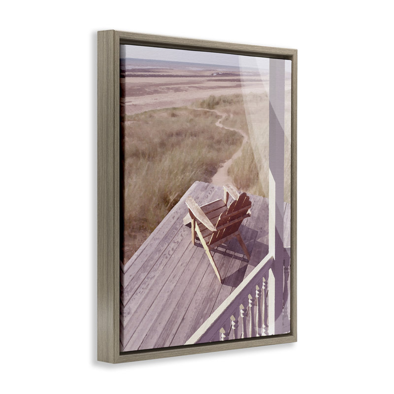 Art mural sur toile Hamptons Beach Porch par Noah Bay, Cadre flottant orme Montalcino, H 21 po x l 17 po
