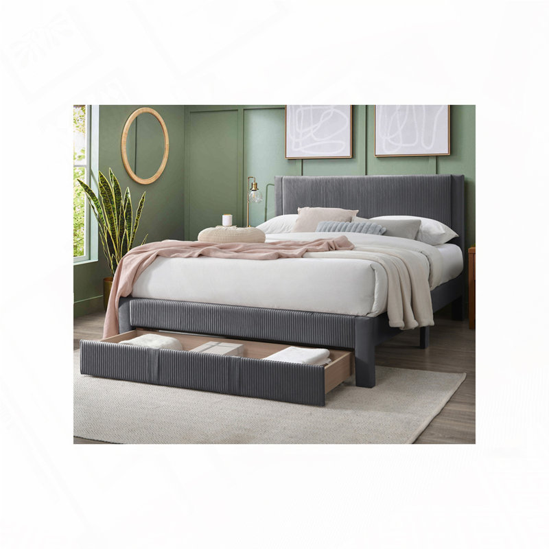 Lit rembourré avec rangement Corduroy, Anthracite