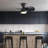 23 Inch Bedroom Ceiling Fan With 3 ABS Blades Remote Control DC Motor Black With 18W Led Light