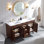 Meuble-lavabo double autoportant 60 po avec plateau en pierre reconstituée 60 po, portes à fermeture en douceur