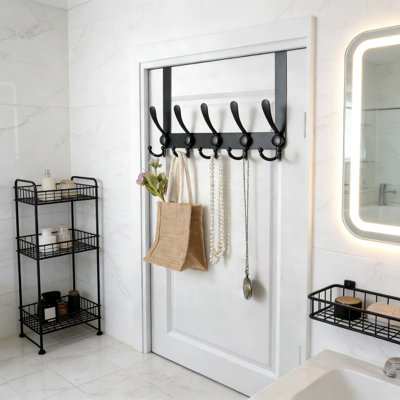 Dseap Simplestrong Over Door Hook 2.0 - Heavy-Duty Stainless Steel 5-Tri-Hook Hanger Rack, Upgraded Strong Design With Simple Assembly, Universal Fit For Most Doors
