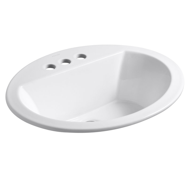 Bryant Ceramic Oval Drop-In Bathroom Sink with Overflow, Sandbar, Single