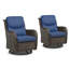 Chaise berçante rotative en osier d'extérieur Koba (ensemble de 2)-31052496-31052497