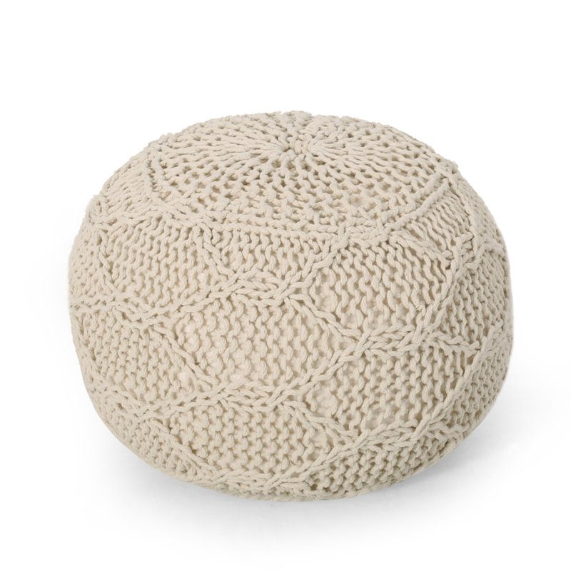 Pouf rond de 20 po de largeur, Ivoire