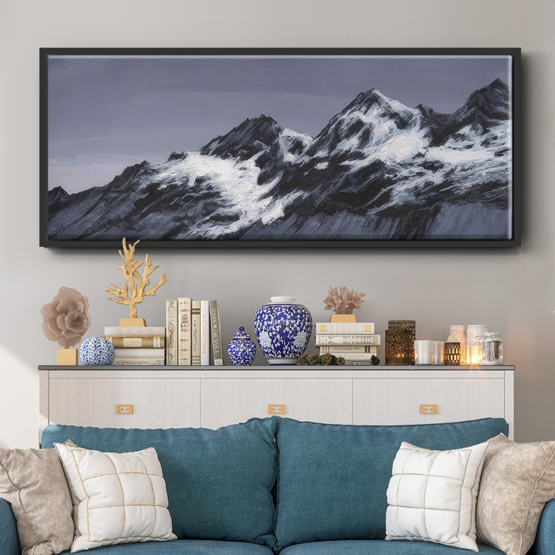 Moonlit Mountain Range II - Framed Canvas