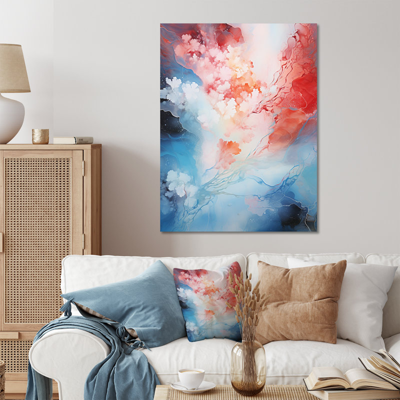 Feu et glace Tachisme Drift I - art mural en métal Tachisme, H 40 po x l 30 po x P 1,5 po