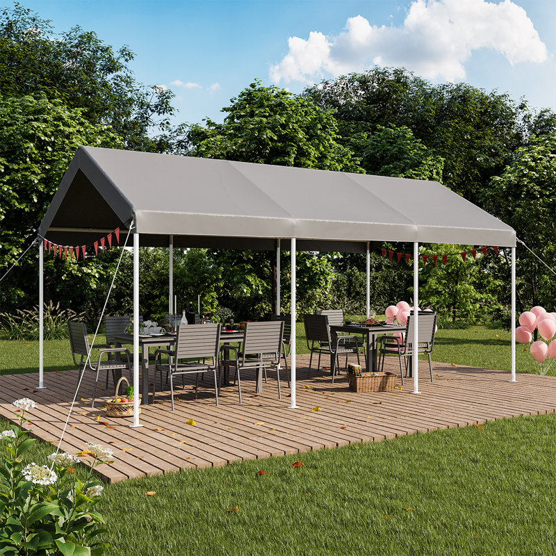 10Ft. W X 20Ft. D Steel Outdoor Canopy Tent Heavy Duty Party Tents For Wedding, Gray
