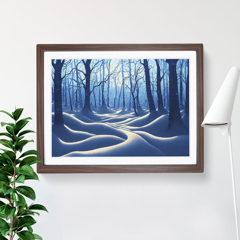 Vivid Winter Forest - Single Picture Frame Painting, Walnut Framed, 46cm H x 64cm W x 2cm D