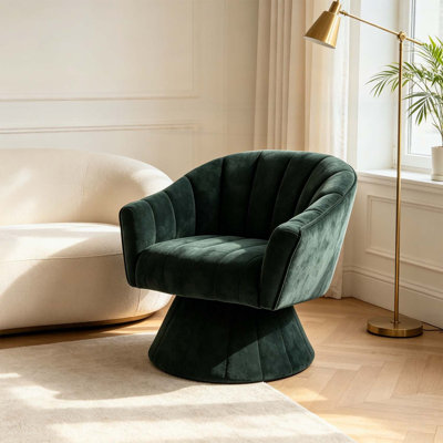 Fauteuil pivotant rembourré rond, fauteuil de détente rotatif confortable pour le bureau de la coiffeuse de la chambre à coucher