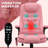 Vibration Heated Reclining Office Chair, Pink Pu Leather, 6 Points Massage, Armrest, Remote - Back Pain Alleviation Massage Computer Chair In With And Adjustable