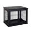 Table de bout en MDF noir et caisse en métal pour chien avec surface plane