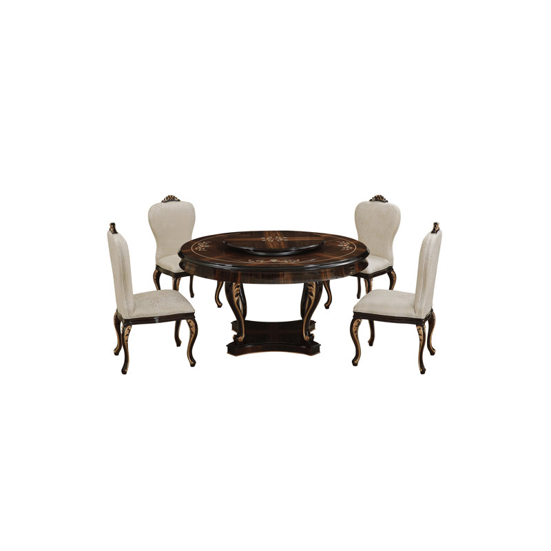 Athena Round Walnut Wood Dining Table, With Base
