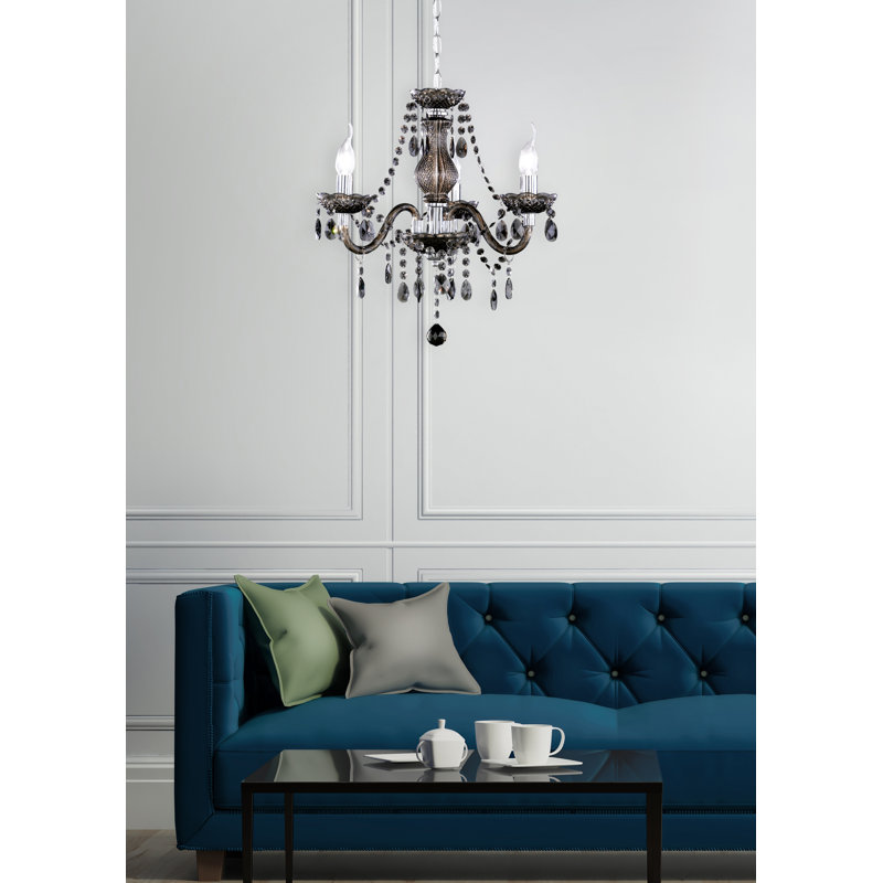 Gilkey 3 -Light Dimmable Candle Style Chandelier, Black