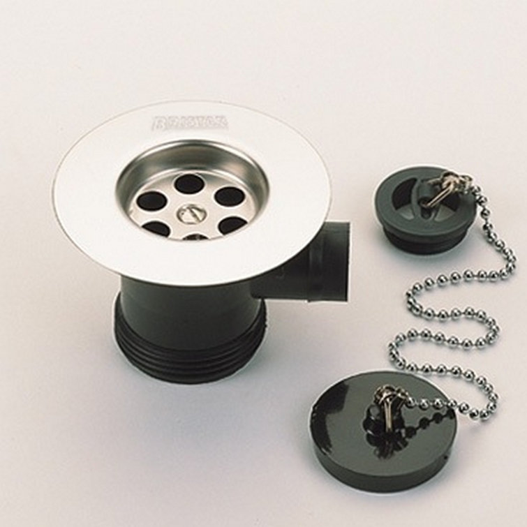 Economy 8.6cm Chain and Stopper Waste Kitchen Sink Drain With Overflow