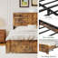 Bed Frame With 2 Storage Drawers And 2 USB Ports, Wooden Platform Bed Frame With Charging Station