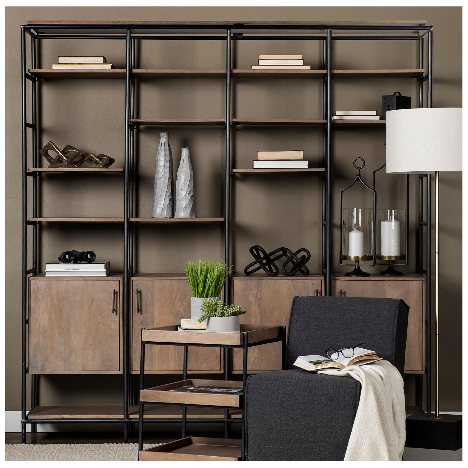 Zona Narrow Etagere Bookcase, 90" H x 82" W