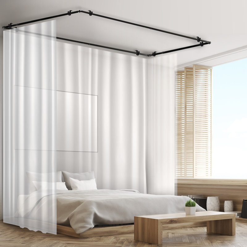 Tringle à rideaux simple ajustable 0,81 po Godley, Noir, H 2,5 po x l 48 po x P 2,3 po