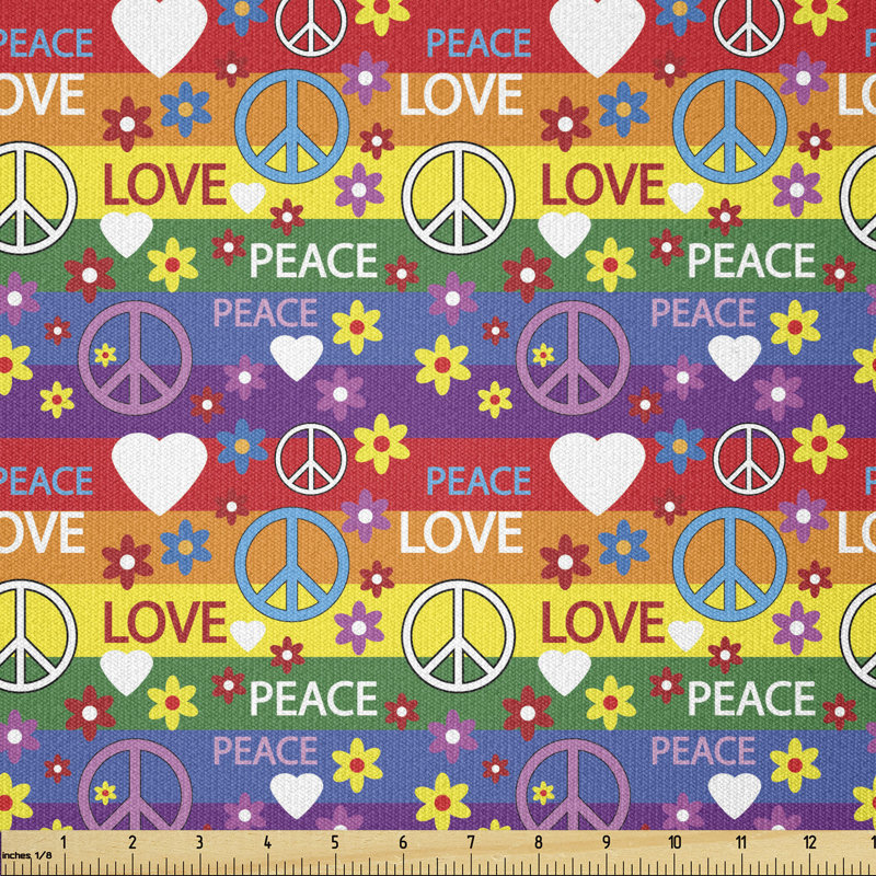Deija Heart Peace Flower Power Hippie Multi-Purpose Fabric