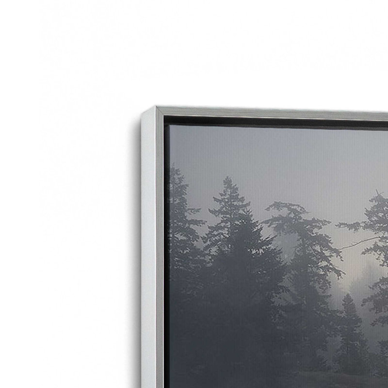 "Lac des rêveries sur toile" par Richard Wong, Cadre flottant en chrome poli, H 14 po x l 20 po x P 1,75 po