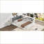 Lit plateforme double en bois de pin avec tablettes et tête de lit 2 tiroirs - aucun sommier nécessaire, blanc pour la chambre à coucher