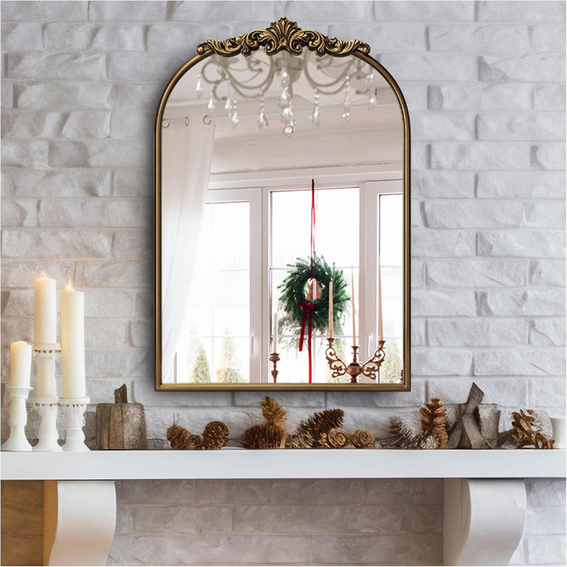 Vintage Gold Ornate Baroque Mirror, 27" x 19"