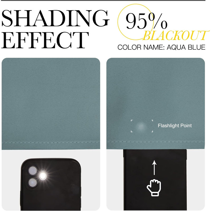 Blackout Curtain Light & Noise Reducing Room Darkening Drapes for Bedroom/Living Room/Kitchen, 2 Pieces, 70" W x 63" L