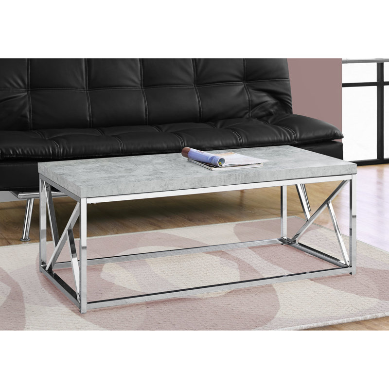 Table basse moderne d'inspiration industrielle moderne en stratifié gris de 48 po et en métal