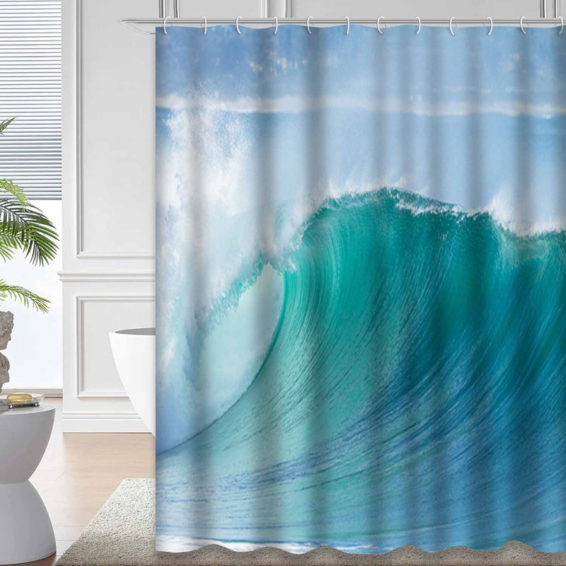 Rideau de douche à 12 crochets Ocean Wave, L 72 po x l 72 po