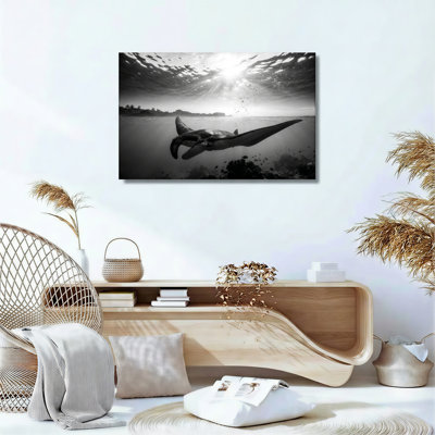 Ensemble de 1 tableau sur toile représentant une raie sous-marine