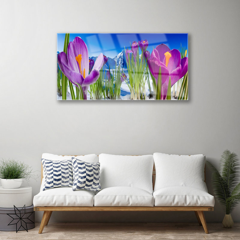 Glass Print Wall Art 100X50cm Image Printed On Glass Decorative Wall Picture Behind Toughened / Tempered Safety Real Glass For Kitchen & Living Room Theme: Flowers Floral