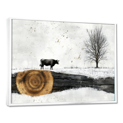 «Donail Winter Farm with Cow In The Field Landscape I», art mural ferme
