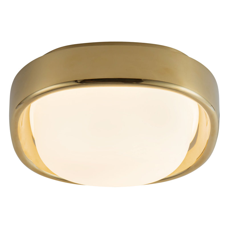 Pebble 8-in Silver dimmable LED Flush Mount, Brass