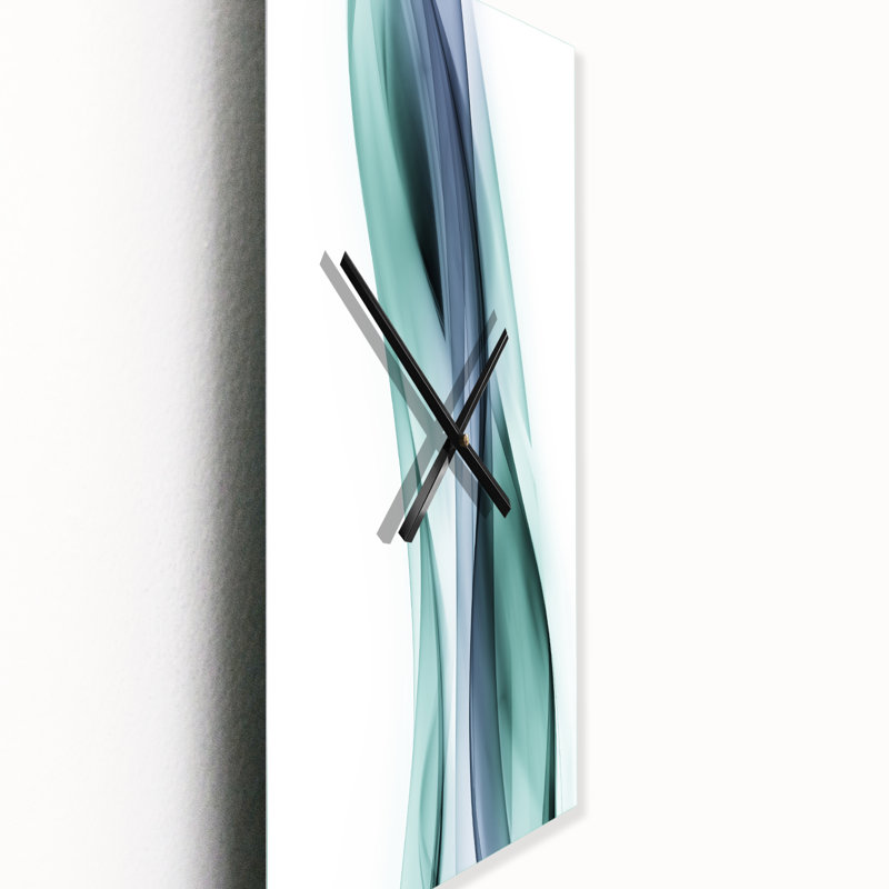 Fractal Lines Gray Blue - Horloge murale moderne, Petit