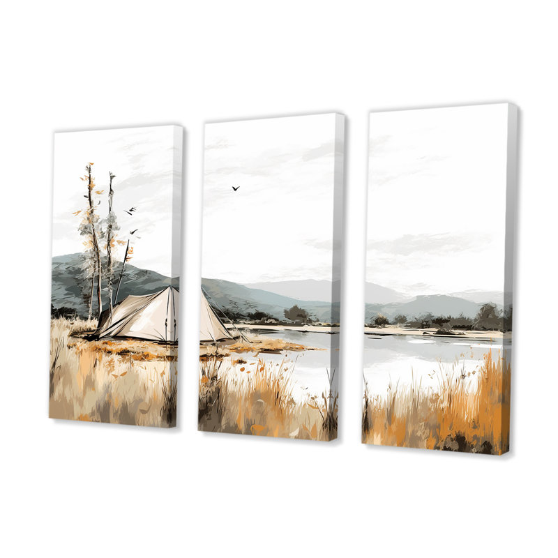 Camping au bord du lac - Ensemble de décorations murales de camping, H 40 po x l 60 po