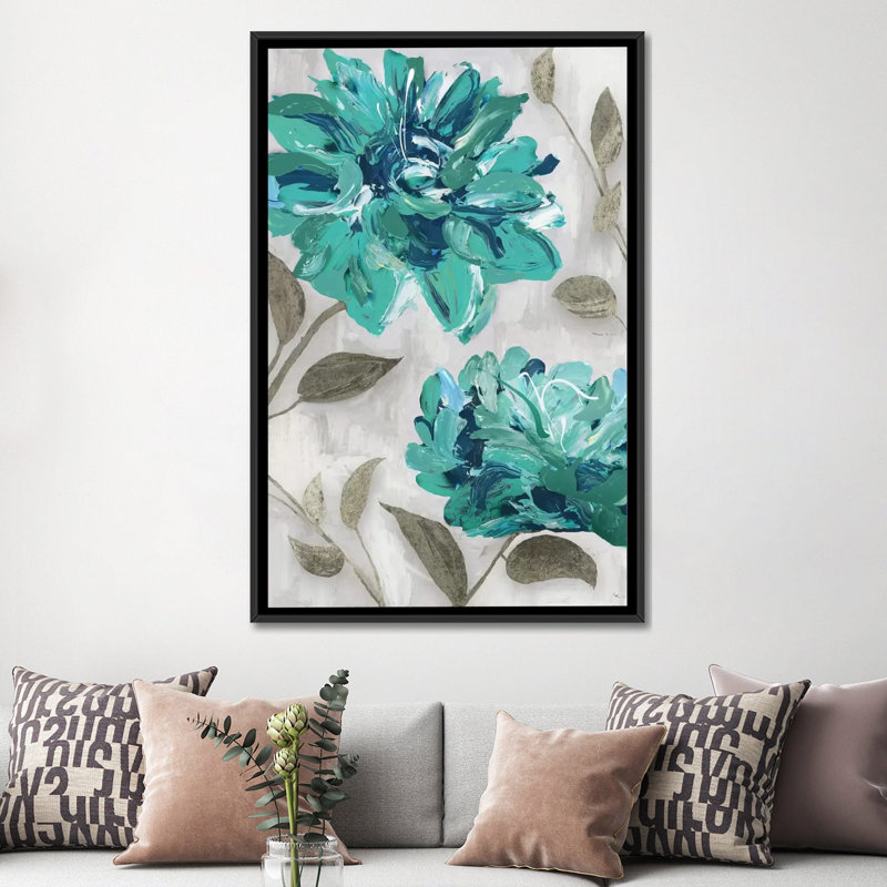 « fleuris i », impression sur toile, H 26 po x l 18 po x P 1,5 po, Toile avec cadre noir, Pas de tapis