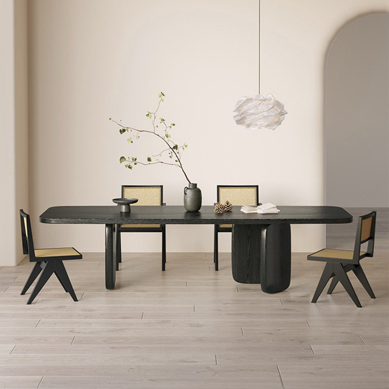 Ensemble de table de salle à manger en bois de frêne noir, H 29,53 po x L 70,87 po x l 31,5 po