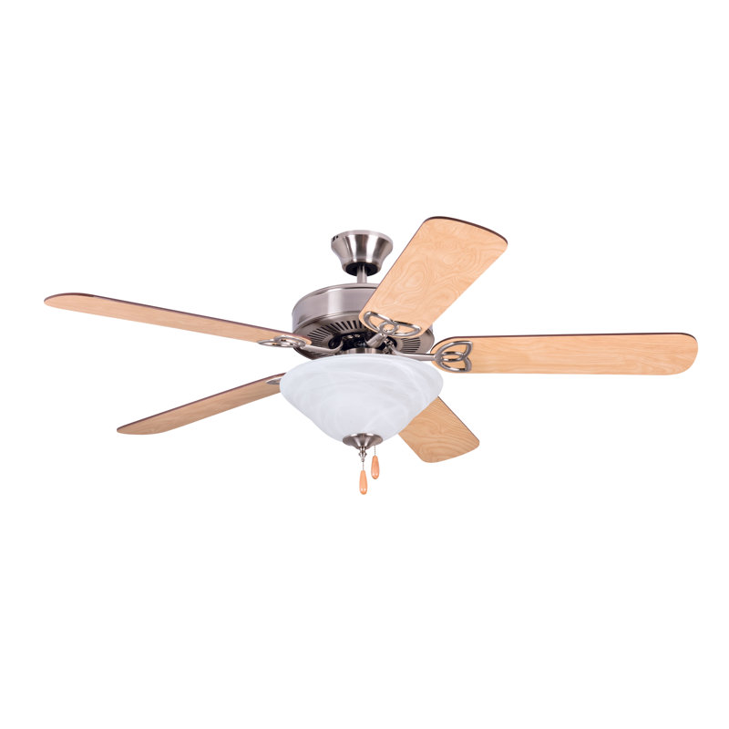 Refugio 52'' Ceiling Fan with LED Lights, Brushed Polished Nickel with Ash/Mahogany Blades