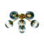 Bubble Blue Glass Sputnik Semi Flush Chandelier in Brass Finish 