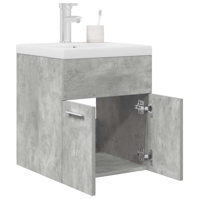 Sivi Single Bathroom Vanity with Integrated Ceramic Basin, concrete grey