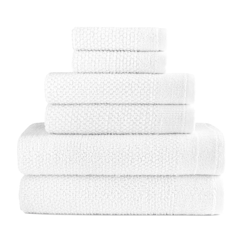 Ensemble de serviettes de bain en coton 6 pièces Dan River, Blanc