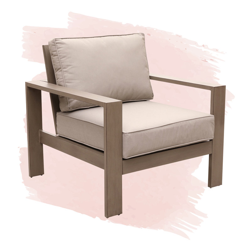 Chaise de patio avec coussins Gelston, Taupe, Brama