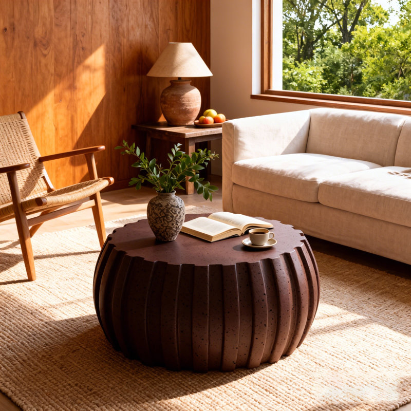 35.43" Modern Waterproof Coffee Table, Brown