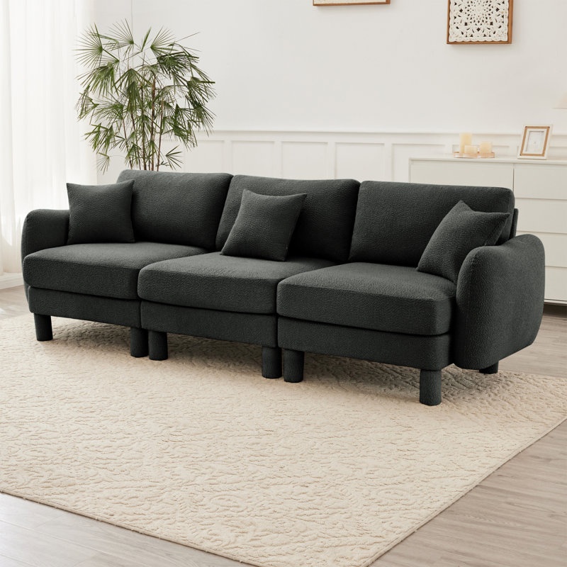 Canapé 3 places en tissu Boucle, Gris foncé