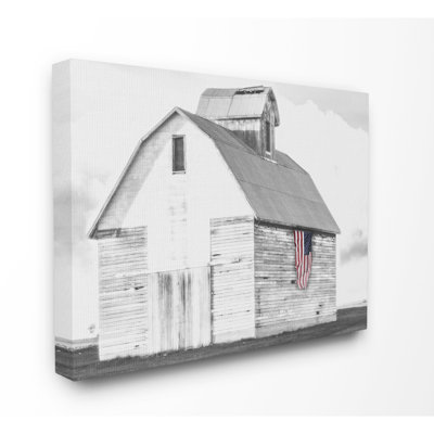 «Rustic US Barn Flag Black and White», impression